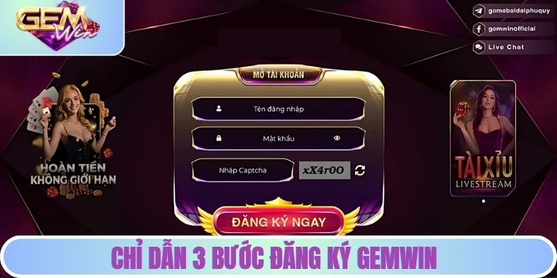 Cách đăng ký hội viên GEMWIN